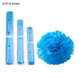 14 peças bolas de papel de pompom borlas, flores de papel, bolas de colmeia, 3 estilos, roxo, azul, decoração de leque de papel para festa de casamento, mesa de eventos - Image 3