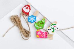 Prendedor de madeira para roupas série natal, prendedores para foto, cartões postais, prendedor de papel, artesanato, panos para decoração e escritório - Image 4