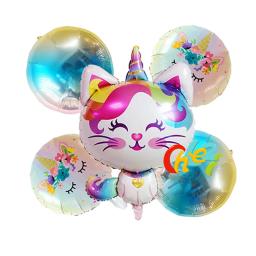 Balões metalizados de unicórnio e gato, 6 peças, decoração de festa, aniversário, casamento, cor gradiente, 32 polegadas - Image 5