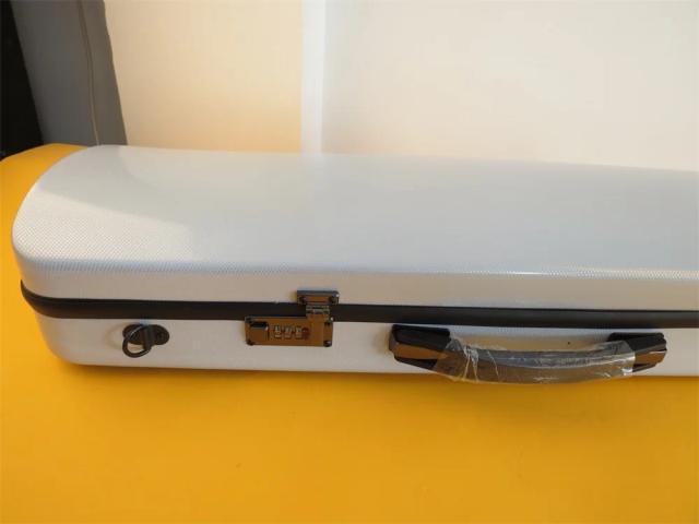 Estojo rígido branco para violino 4/4 em fibra de carbono com capa dura e trava de senha resistente