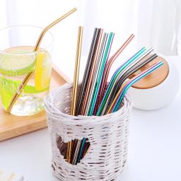 Canudos reutilizáveis para bebidas de metal, 2 peças, aço inoxidável colorido, reto e dobrável + 1 escova para acessórios de bar e festas em casa - Image 1