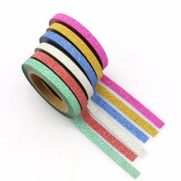 Conjunto de fita washi decorativa de glitter de qualidade com 6 espaços, adesivo para scrapbooking, fita para escola e escritório, papelaria - Image 2