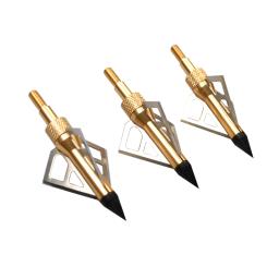 12 peças broadhead de caça de alta qualidade 100 grãos 3 lâminas de aço dourado cabeça de flecha para tiro arco e besta flechas - Image 2