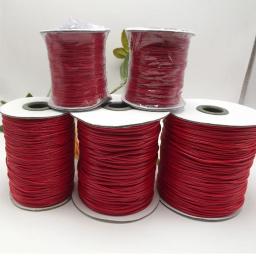 1 rolo cor vermelha encerado fio de fio de algodão corda plana jóias artesanato beading string 1mm/2mm - Image 1