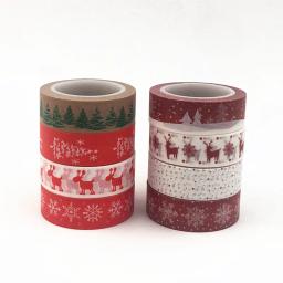Natal Washi Fitas De Mascaramento, Listras De Rena De Floco De Neve, Kawaii Adesivos, Papelaria Scrapbooking Material Escolar, 1Pc - Image 3