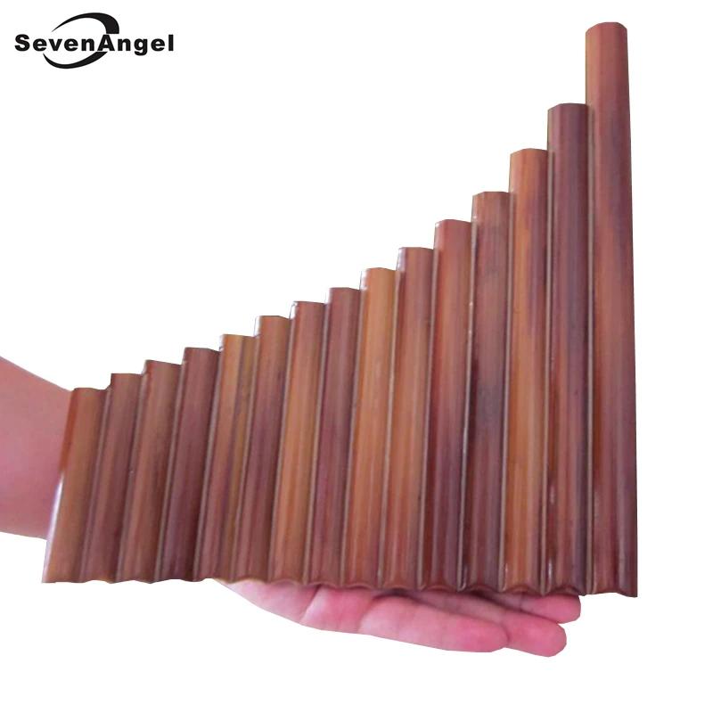 Flauta de bambu artesanal com 15 canos, instrumento musical de sopro em madeira, canos para mão direita e esquerda com bolsa dizi - Image 1