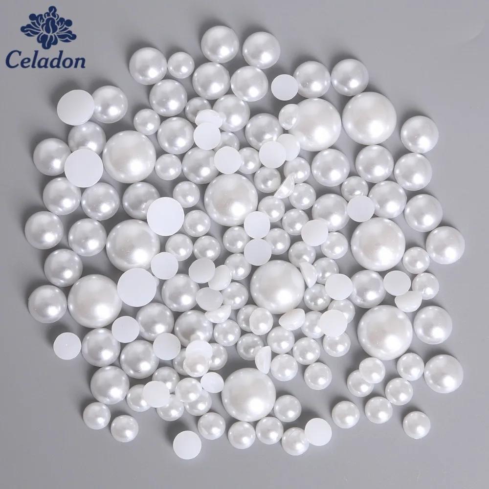 Contas de Pérola para Artesanato: 50-1000 Peças de 1,5-14mm em ABS com Cola, Perfeitas para Decoração de Scrapbook e DIY