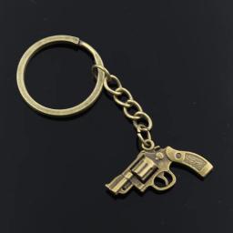 Pistola vintage revólver arma chaveiro para homens, corrente titular de metal, pingente de cor prata, presente DIY, 29x22mm, 30mm, nova moda - Image 2