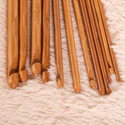 12 tamanho 15cm ganchos de crochê de bambu agulhas de tricô de malha tecer fios artesanato diy ferramentas de tricô agulha de crochê - Image 4