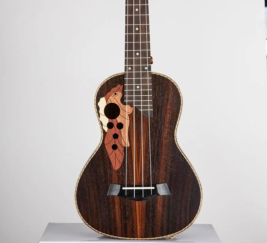 Rosewood ukulele 23 Polegada hawaiian mini guitarra 4 cordas ukelele uva som buraco instrumento de música elétrica ukulele com captador - Image 1