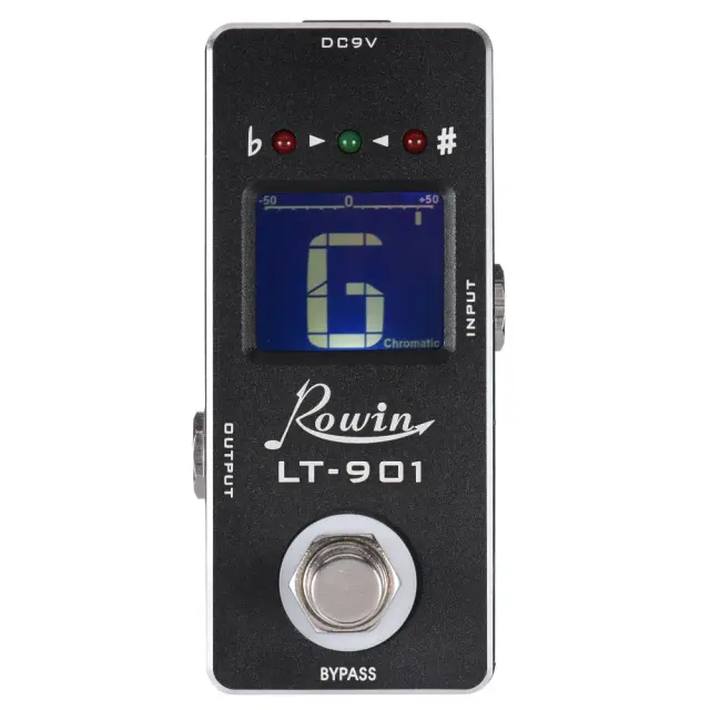 Afinador de guitarra cromático True Bypass com display LCD e pedal para baixo - Acessórios essenciais para músicos