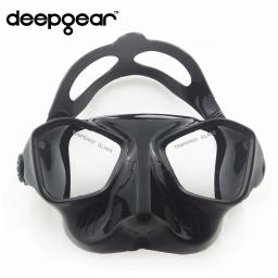 Deepgear topo mergulho engrenagens e equipamentos de snorkel máscara de mergulho de silicone preto baixo perfil máscara de caça submarina flexable snorkel - Image 3