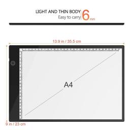 Caixa de luz LED ultra fina portátil, Tracer USB Power, Artcraft Tracing Pad, caixa de luz para artistas, desenho, esboço, A4, novo - Image 6