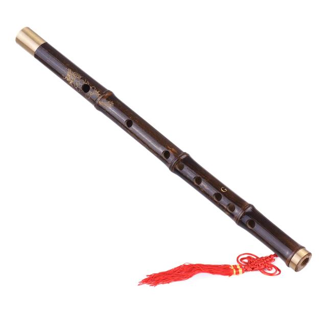 Flauta Tradicional Chinesa de Bambu Preto - Instrumento Musical Artesanal para Estudo em Chave de C/D/E/F/G