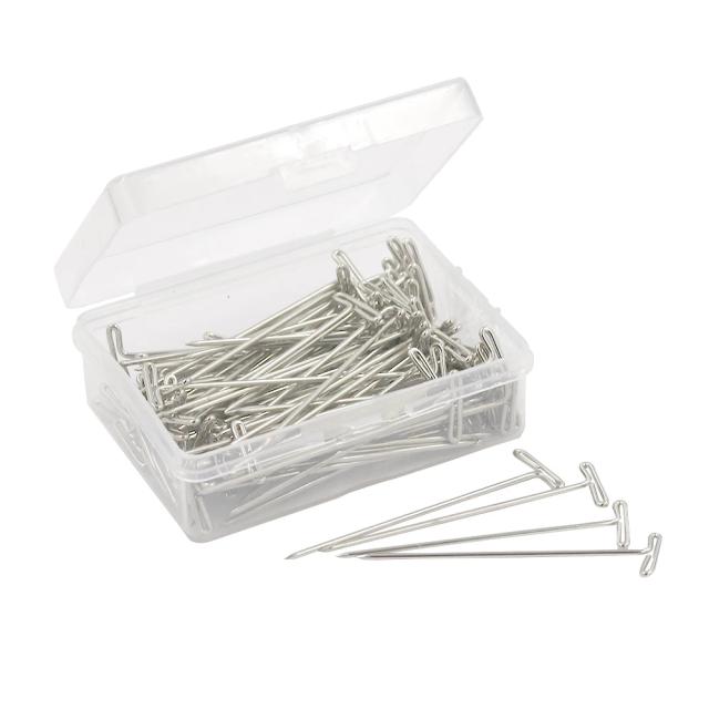T-pins de Aço Inoxidável para Patchwork - Alfinetes de Costura de Cabeça Reta, 100 unidades de 51mm para Quilting e Acessórios de Costura