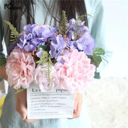 Meldel Casamento Bouquet de Noiva Damas de Honra Bouquets de Casamento Fontes Do Casamento de Seda Rosa Artificial Dália Azul Flores Home Decor - Image 3