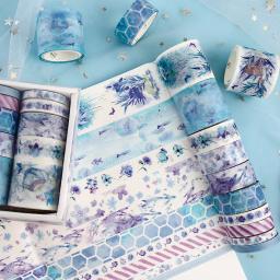 Conjunto De Fita Adesiva Washi, Adesivos De Papel Japoneses, Washitape Flor De Scrapbooking, Famosa Série De Mar E Floresta, Estacionária, 10Pcs - Image 2
