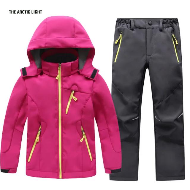 Trvlwego Conjunto Infantil de Inverno para Acampamento e Caminhada - Jaqueta e Calça com Capuz