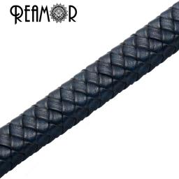 REAMOR-Corda De Couro Trançado Genuíno para Fazer Jóias, Cabo De Cordas Vintage, Acessórios Artesanais, 10x5mm de Largura, 8x4mm, 2 Cores - Image 2