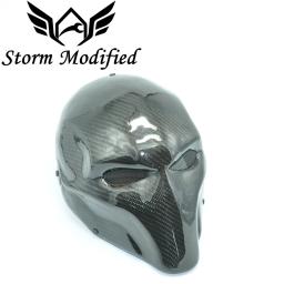 Máscara tática de paintball airsoft, máscara death knell de fibra de carbono para proteção do rosto inteiro traje protetor para os olhos para halloween - Image 1
