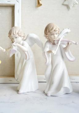 Europeu anjo violino flauta cerâmica decoração criativa casa janela flor desktop decoração artesanato presentes de natal - Image 2