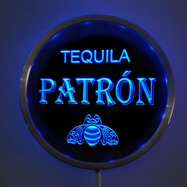 Sinal de Bar Patron Tequila em LED Neon Redondo 25cm com Controle Remoto RGB Multicolorido