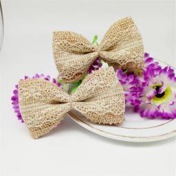 Laço de serapilheira de juta para decoração, fita de renda de juta para decoração de casamento vintage, laço para cabelo, chapéu, artesanato #325-2 com 10 peças - Image 3