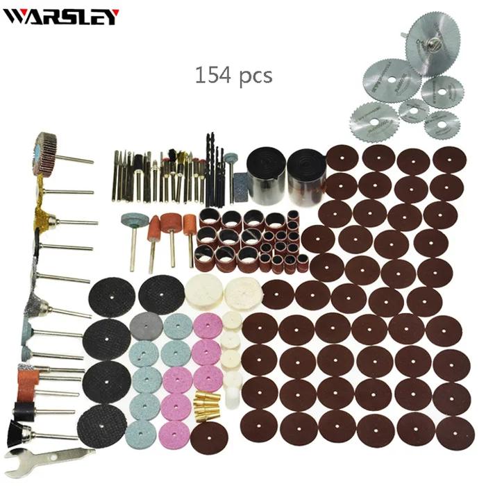 154pcs/gravador de ferramentas abrasivas acessórios dremel rotary ferramenta acessório conjunto se encaixa para dremel broca de moagem lâmina de serra - Image 1
