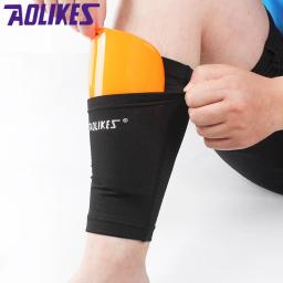 1 par de suporte de joelho meias com bolso, caneleiras para futebol, mangas de perna, suporte para meias, meias, apoio para adultos - Image 2