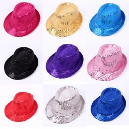 Unisex Brilhante Glitter Sequins Hat, Dance Cap, Chapéu Jazz monocromático, Dance Party Costume, Adulto e Criança, Dance Fedora, 2 Tamanho - Image 6