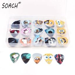 Soach conjunto de palhetas para guitarra com 15 grades, palhetas para violão dos desenhos animados, 1 conjunto com 100 peças - Image 1