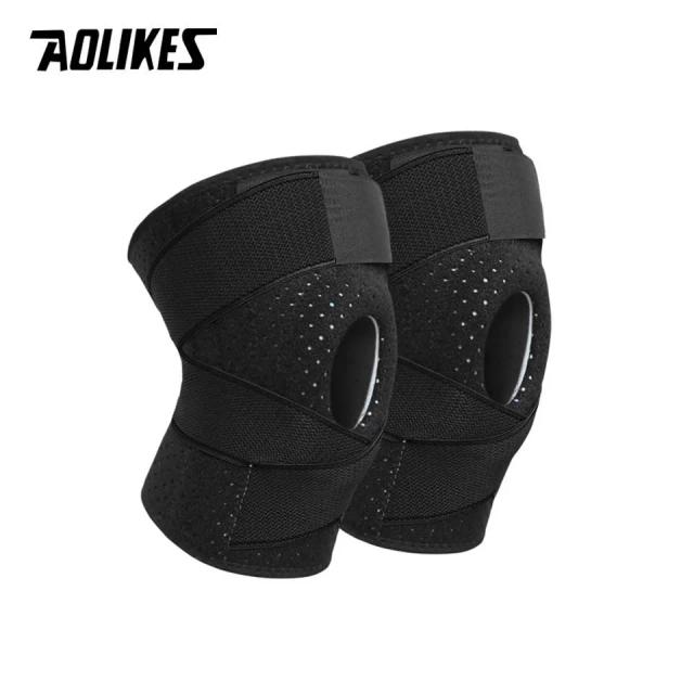 Suporte de Joelho AOLIKES Coolfit com Gel de Sílica e 4 Molas para Esportes como Basquete e Futebol
