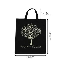 Bolsa de Mão Portátil de Algodão e Linho com Partitura Musical, Bolsa de Compras com Elementos Musicais, Padrão de Teclado, Instrumentos Musicais, Bolsa de Música - Image 6