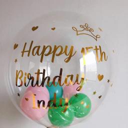 Balão personalizado adesivo para festa de aniversário decoração, nome DIY, terno do dia das mães, apenas adesivo, ouro e preto, 18 em, 24 em, 1pc - Image 5