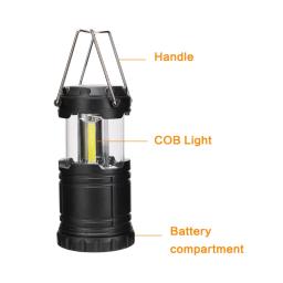 Lanterna de acampamento de led estilo clássico, portátil, cob, luz dobrável, luzes de tenda, para acampamento, caminhada ao ar livre - Image 2