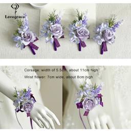 Lovegrace pulseiras ornamentais, bracelete corsage, madrinhas e outras ocasiões, broche de lapela com flor artificial, moda masculina para casamento - Image 1