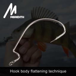 Meredith 50 pçs/lote pesca macio worm ganchos de aço alto carbono ampla super bloqueio anzóis isca softjerk ganchos 8 # -5/0 Equipamento de pesca - Image 3