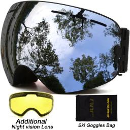 Óculos de esqui, lente dupla, óculos de snowboard, antiembaçante, proteção uv, unissex, snowmobile, patinação com visão noturna, lente de esqui - Image 5