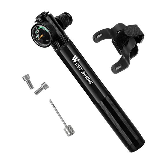 Bomba de ar para bicicleta west biking, bomba de ar de liga de alumínio de alta pressão com calibre 300 psi para pneus de ciclismo - Image 1