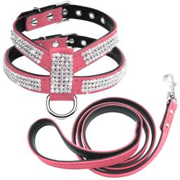 Acessório para pets, peitoral de couro com strass, colete e colete para cachorro e gato pequeno e médio - Image 2
