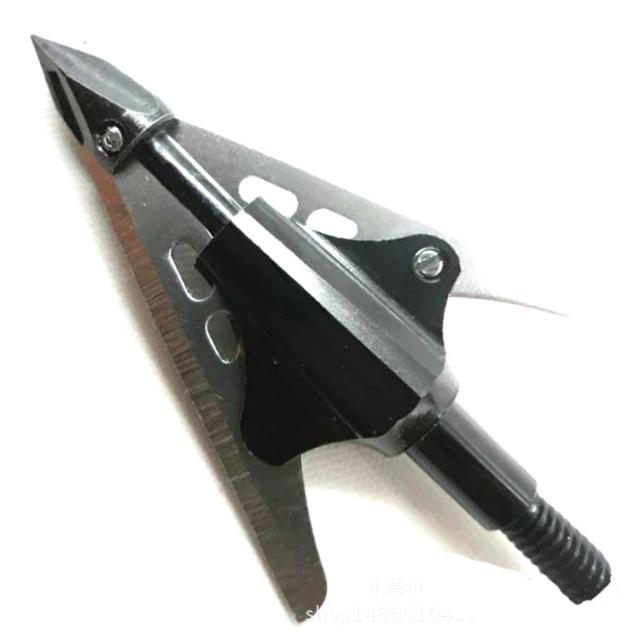 Conjunto de 6 Pontas de Metal de 100 Grãos com 2 Lâminas Fixas para Flechas de Arco Recurvo, Composto e Besta