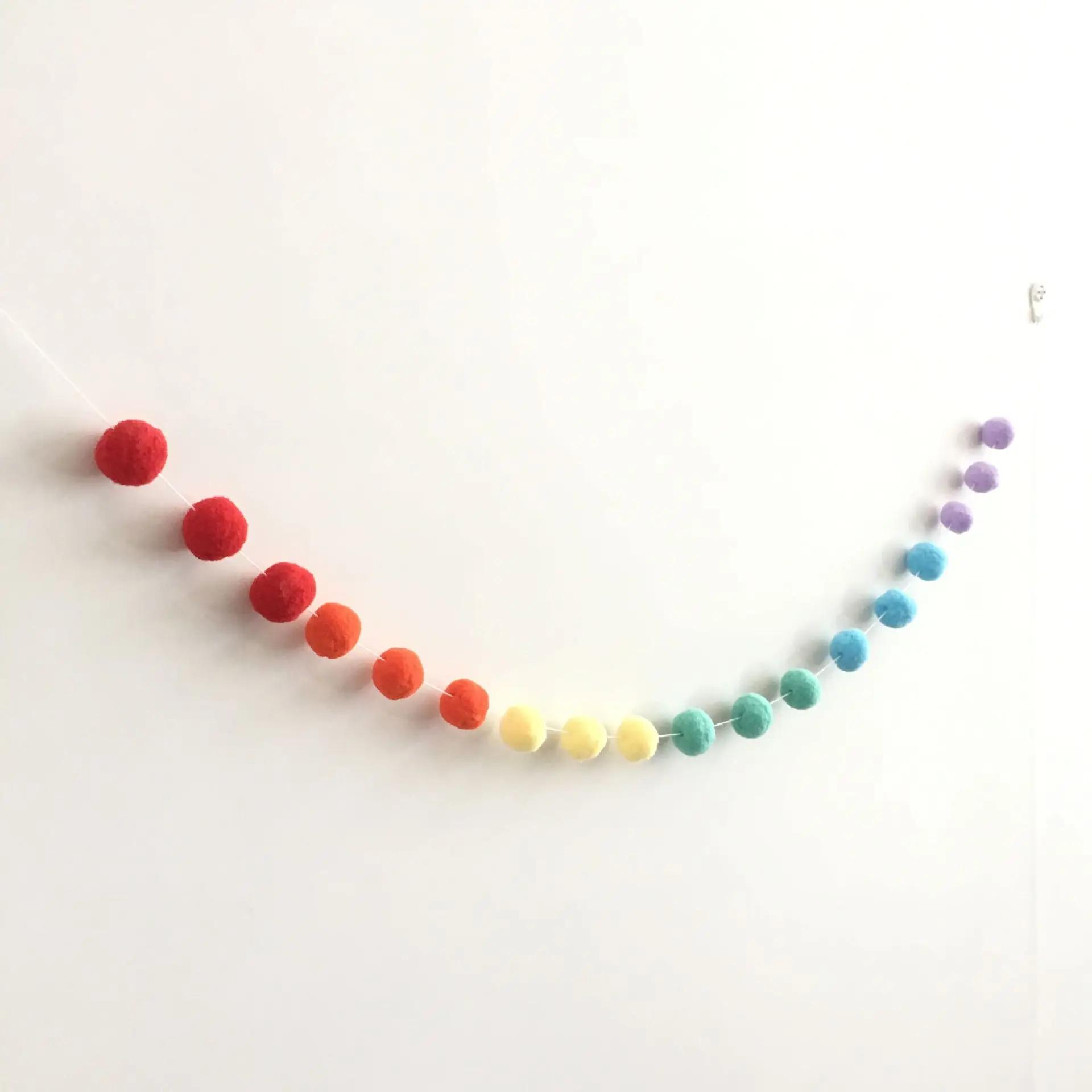 Ornamento de corda de bola de feltro, decoração de quarto de meninas, bola de cabelo pendurado para decoração de berçário, guirlanda, estilo nórdico, decoração de crianças - Image 1