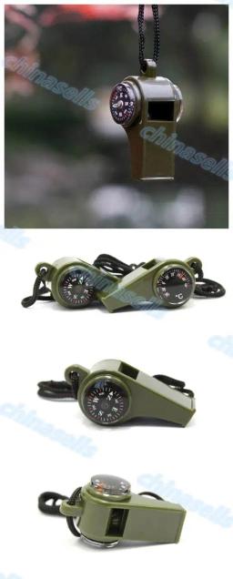 3 in1 acampamento caminhadas engrenagem de sobrevivência emergência apito bússola termômetro ao ar livre precisa armygreen cor com corda - Image 3