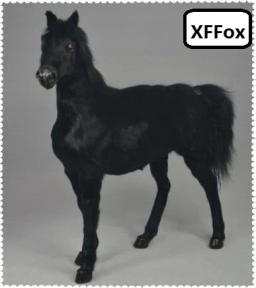 Grande vida real guerra cavalo preto modelo, plástico e peles simulação, sangue cavalo boneca presente, sobre 34x36cm, 1:6, xf1877 - Image 2