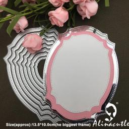 Alinacutle corte de metal dados corte 8pc nidificação quadro básico scrapbook papel artesanato álbum cartão perfurador faca arte cortador morrer - Image 2