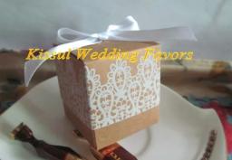Caixa de lembrancinhas de casamento com tecido rústico e de renda kraft, caixa de lembranças com design de renda, festa de casamento, caixa de presente - Image 2