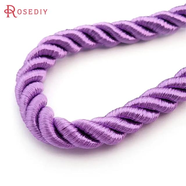 Fios de cetim poliéster para DIY em acessórios de moda - 3 cabos de 8mm, 5 metros cada, atacado 31768