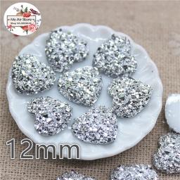 Strass Imitação Traseira Plana, Cabochão Prata Brilhante, Art Supply Decoração, Charm Craft, DIY, 12mm, 100Pcs - Image 3