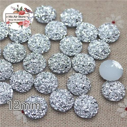 Strass Imitação Traseira Plana, Cabochão Prata Brilhante, Art Supply Decoração, Charm Craft, DIY, 12mm, 100Pcs - Image 1