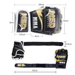 Luvas MMA de meio dedo para homens, Kicki Boxe, Karatê, Muay Thai, Luta Livre, Equipamento de Treinamento Sanda, PU - Image 6